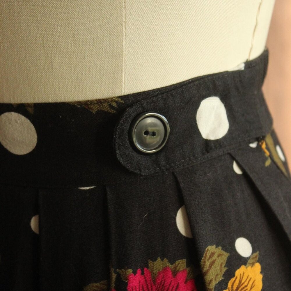 Vintage 1980s 1990s Skirt, Norton McNaughton Petites Polka Dot and Floral - Picture 7 of 12
